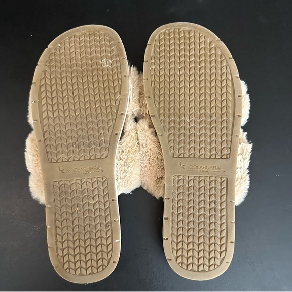 UGG Kookaburra Roubie Fuzz Slip On Tan Fur Straps Platform Sandals Women’s 8 - Picture 9 of 11